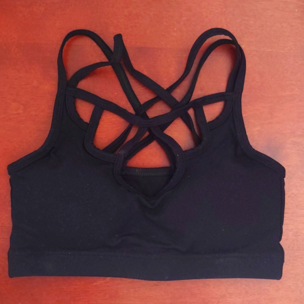 Black strappy sports bra
